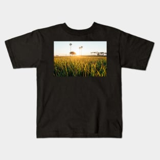 Sunrise Over Grass Field in Burmese Countryside Kids T-Shirt